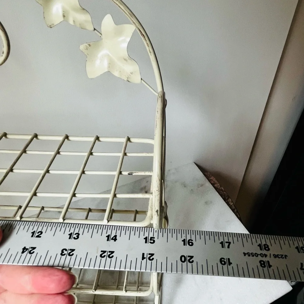 Elegant Cream Metal Shelf with Floral Accents